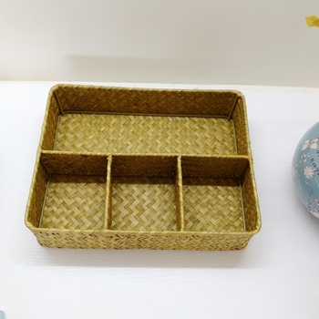 Košara za pohranu od morske trave u pastoralnom stilu, bez poklopca, za uredski stol i dom, ručna izrada