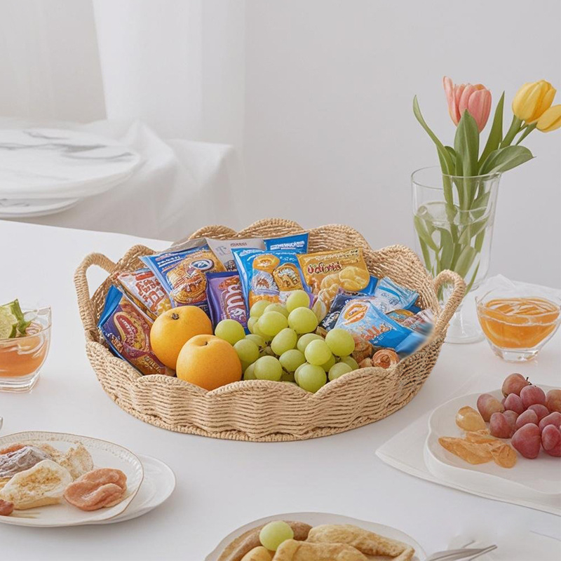 Milky ručno pleteni košarica za odlaganje — za grickalice, igračke, odjeću i sitnice, za stol ili spavaću sobu, izrađena od papirnog užeta