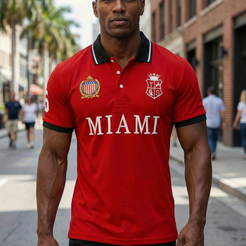 Új férfi rövid ujjú pamut polo ing, Miami-stílus, európai méretezés, plusz méret, sportos casual