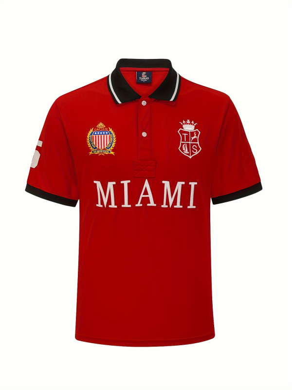 Új férfi rövid ujjú pamut polo ing, Miami-stílus, európai méretezés, plusz méret, sportos casual