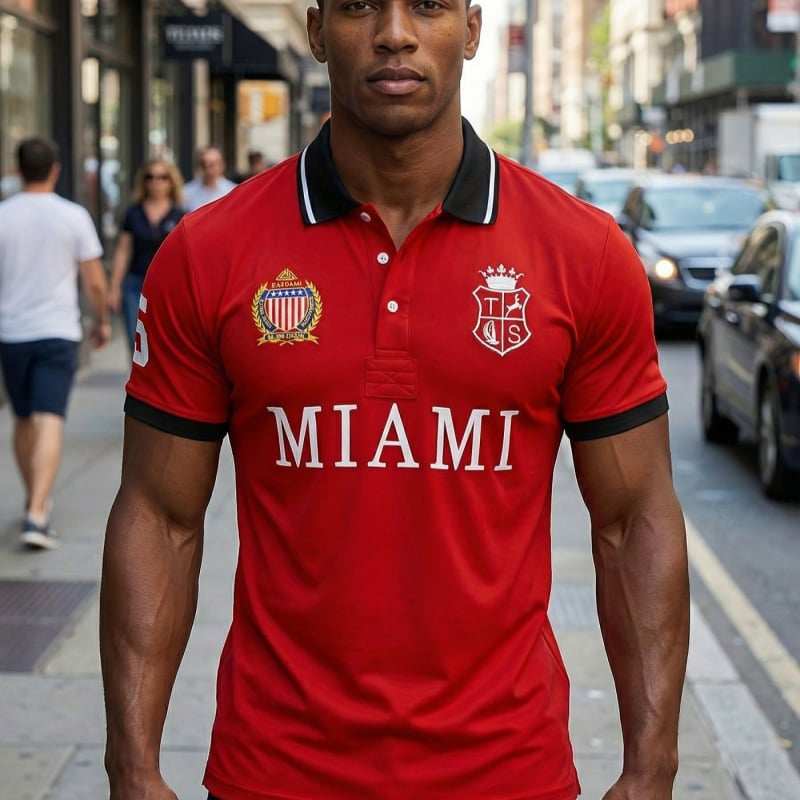 Új férfi rövid ujjú pamut polo ing, Miami-stílus, európai méretezés, plusz méret, sportos casual