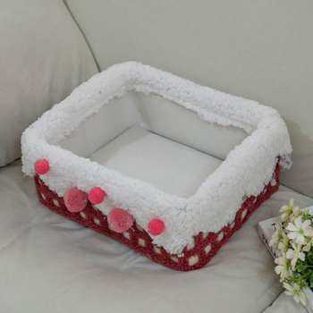 Prilagođena platnena košara za pohranu u obliku torte, plišani karirani uzorak, stolni organizator, slatka dekorativna kutija za kućnu upotrebu