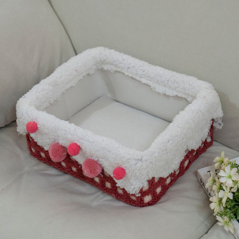 Prilagođena platnena košara za pohranu u obliku torte, plišani karirani uzorak, stolni organizator, slatka dekorativna kutija za kućnu upotrebu