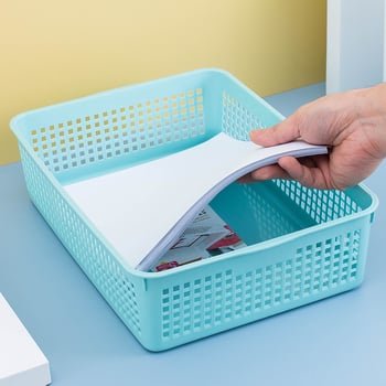Pravokutna plastična košarica za kupaonicu i kuhinju, stolni organizator, europski stil, kompaktno kućno skladištenje