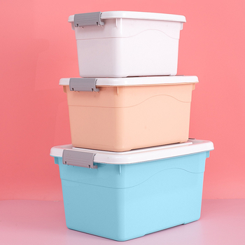 Műanyag tárolóedények fedéllel – 3 darabos készlet (10L/20L/30L), fehérneműk, ruhák és játékok rendezésére a hálószobában