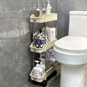 Krem kolica za pohranu s kotačićima, višeslojna, pogodna za kuhinju, kupaonicu i spavaću sobu