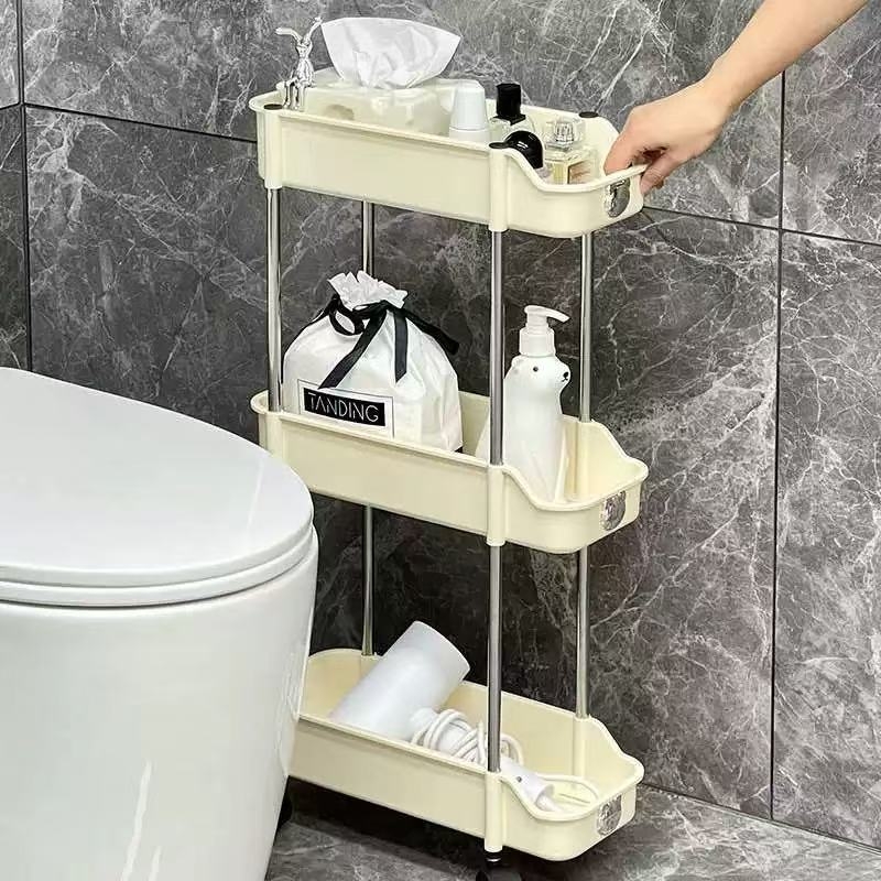 Krem kolica za pohranu s kotačićima, višeslojna, pogodna za kuhinju, kupaonicu i spavaću sobu
