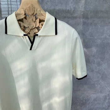 Férfi casual polo ing galléros, üzleti megjelenéshez sokoldalú, karcsú szabású, mikroelasztikus kötött anyag, nyáron lélegző, rövid ujjú, vasalásmentes