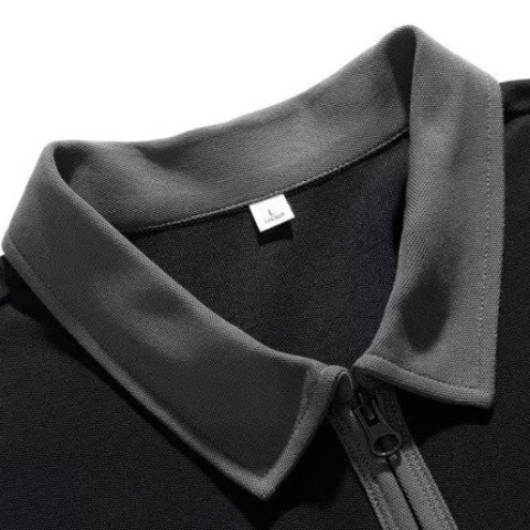 Férfi póló fél cipzárral, színblokkokkal, japán minimalist stílus, rövid ujjú, nyár, laza szabás, nagy méret, mindennapi top