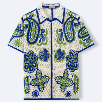 Férfi hawaii-stílusú áttört jacquard kötött kardigán polo SY0106