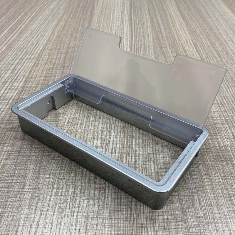 Pravokutna plastična kutija za kabelske vodiče na stolu s prozirnim poklopcem za dvije rupe