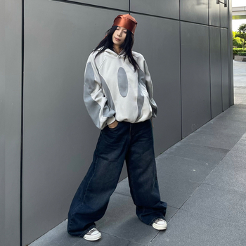 Jia Yi Ku férfi ruházat 2026-os új amerikai hip-hop utcai divat patchworkos motoros stílusú kapucnis pulóver