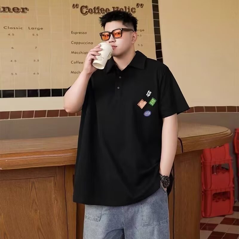 Tricou polo pentru bărbați, mânecă scurtă, vară 2024, croială lejeră, guler, stil american minimalist