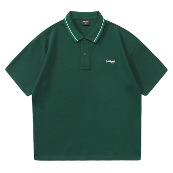 Ceecuz polo din bumbac perlat, bărbați, stil japonez retro vară, mânecă scurtă