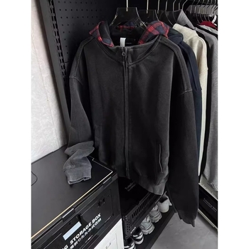 Kockás patchwork kapucnis pulóver, unisex, retro amerikai streetwear, Cleanfit dzseki