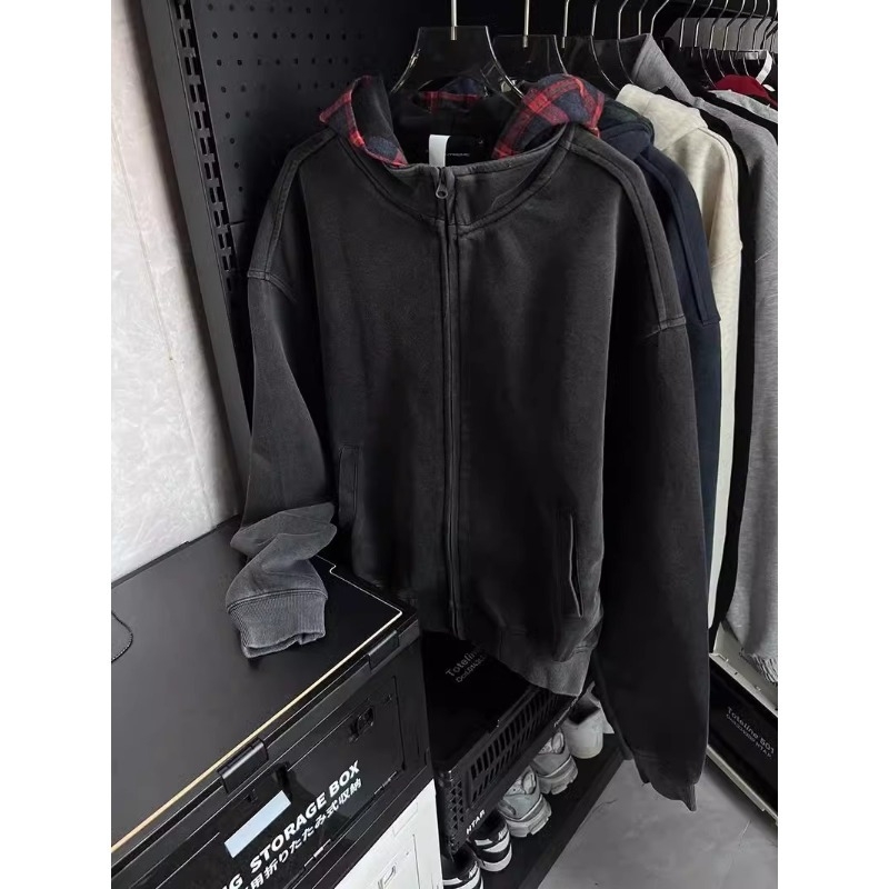 Kockás patchwork kapucnis pulóver, unisex, retro amerikai streetwear, Cleanfit dzseki