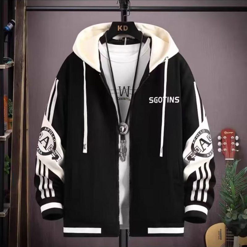Férfi streetwear dzseki, 2025 tavasz-ősz, Hongkong-stílus, Harajuku és koreai stílus, laza szabás
