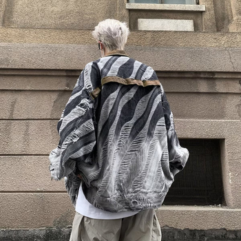 Férfi tie-dye denim dzseki — őszi, amerikai retro stílus, laza szabás, mindennapi viselet