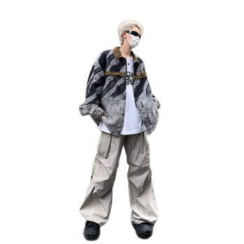 Férfi tie-dye denim dzseki — őszi, amerikai retro stílus, laza szabás, mindennapi viselet