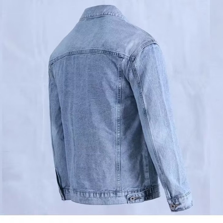 Férfi denim dzseki slim fit, retro Hongkong-stílus, mindennapi külső ruházat tavaszra és őszre