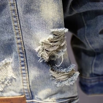 Férfi farmerdzseki, slim fit, kék, vintage-retro stílus, mindennapi viselet