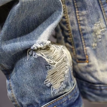 Férfi farmerdzseki, slim fit, kék, vintage-retro stílus, mindennapi viselet
