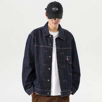 Férfi farmerdzseki denim, amerikai vintage stílus, 2024 őszi kiadás, laza szabás, plusz méret, könnyű luxus