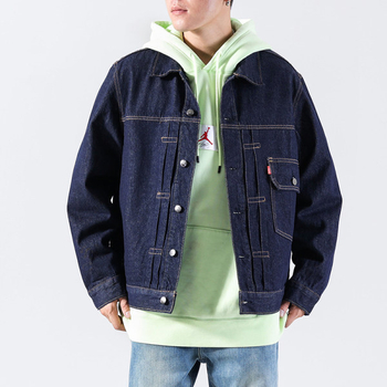 Férfi farmerdzseki denim, amerikai vintage stílus, 2024 őszi kiadás, laza szabás, plusz méret, könnyű luxus
