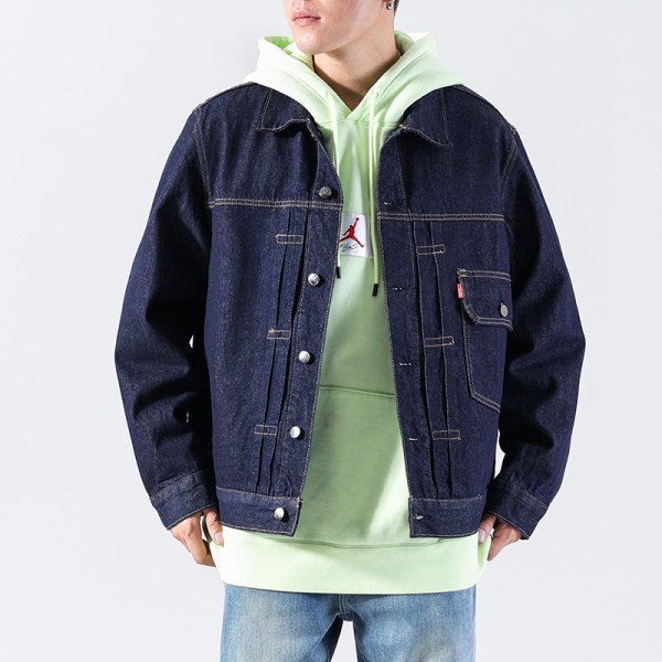 Férfi farmerdzseki denim, amerikai vintage stílus, 2024 őszi kiadás, laza szabás, plusz méret, könnyű luxus