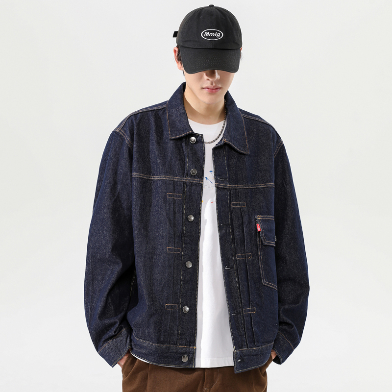 Férfi farmerdzseki denim, amerikai vintage stílus, 2024 őszi kiadás, laza szabás, plusz méret, könnyű luxus