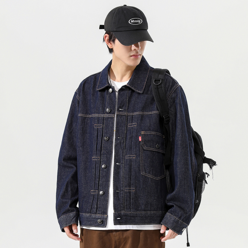 Férfi farmerdzseki denim, amerikai vintage stílus, 2024 őszi kiadás, laza szabás, plusz méret, könnyű luxus
