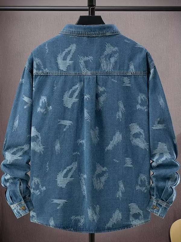 Plusz méretű 8XL férfi denimdzseki, 2024 tavasz-őszi, jacquard vintage mosott, hétköznapi