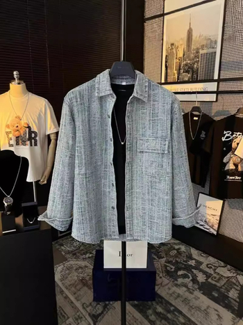 Férfi denim ingdzseki, laza szabás, mindennapi viselet, hosszú ujjú, vintage dizájn tavasz–ősz