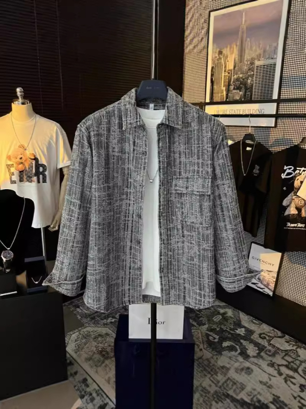 Férfi denim ingdzseki, laza szabás, mindennapi viselet, hosszú ujjú, vintage dizájn tavasz–ősz