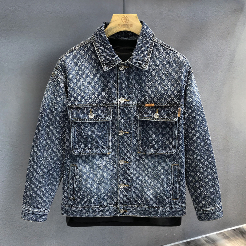 Férfi denim dzseki – amerikai magas színvonalú stílus, őszi-téli szezon, laza szabás, hétköznapi munkaruházat