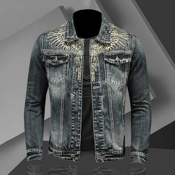 2026-os koreai stílusú férfi denimdzseki, hétköznapi retro karcsú szabás, utcai galléros dzseki kerékpározáshoz