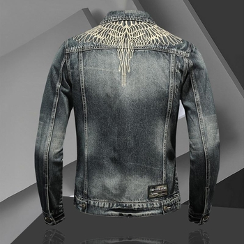 2026-os koreai stílusú férfi denimdzseki, hétköznapi retro karcsú szabás, utcai galléros dzseki kerékpározáshoz