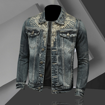 2026-os koreai stílusú férfi denimdzseki, hétköznapi retro karcsú szabás, utcai galléros dzseki kerékpározáshoz