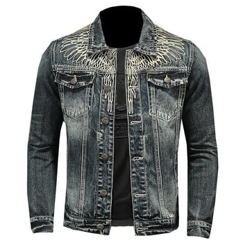 2026-os koreai stílusú férfi denimdzseki, hétköznapi retro karcsú szabás, utcai galléros dzseki kerékpározáshoz