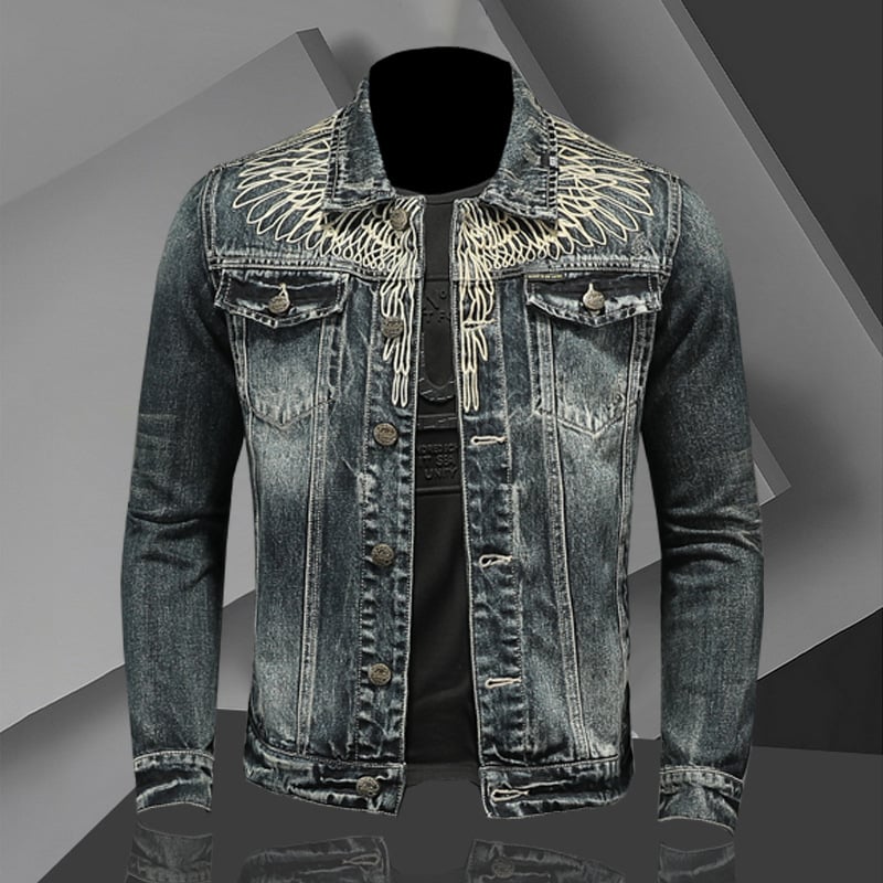 2026-os koreai stílusú férfi denimdzseki, hétköznapi retro karcsú szabás, utcai galléros dzseki kerékpározáshoz
