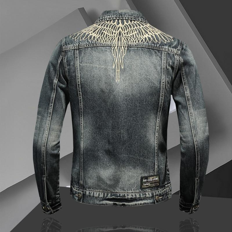 2026-os koreai stílusú férfi denimdzseki, hétköznapi retro karcsú szabás, utcai galléros dzseki kerékpározáshoz