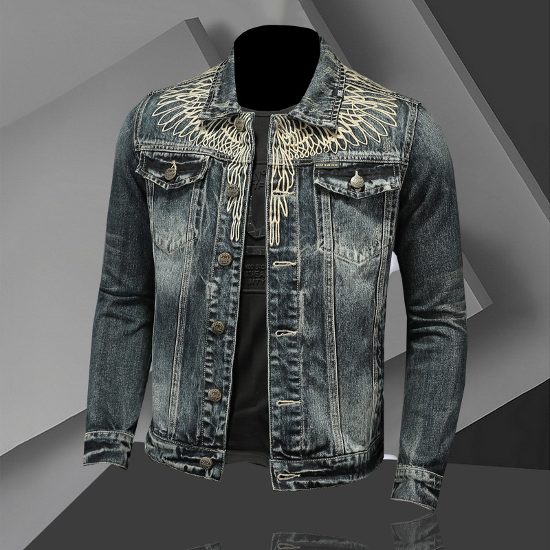 2026-os koreai stílusú férfi denimdzseki, hétköznapi retro karcsú szabás, utcai galléros dzseki kerékpározáshoz
