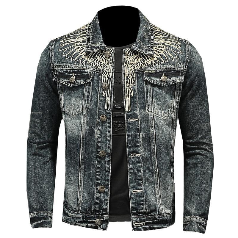 2026-os koreai stílusú férfi denimdzseki, hétköznapi retro karcsú szabás, utcai galléros dzseki kerékpározáshoz