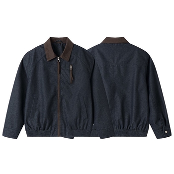 Retro kék denim patchwork galléros dzseki férfiaknak, 2026-os modell, lazább szabás, Detroit-stílus