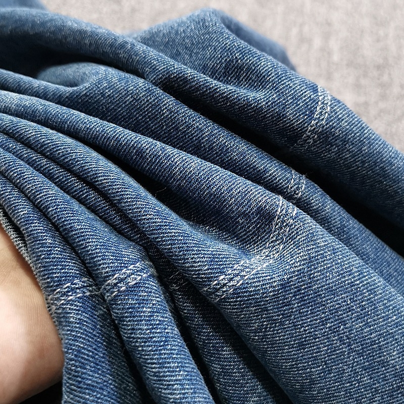 Denim dzseki hagyományos kínai csomókkal, álló gallér, egy sor gombbal, kapucni nélkül, egyszínű, férfi mindennapi külső ruházat, őszi 2024