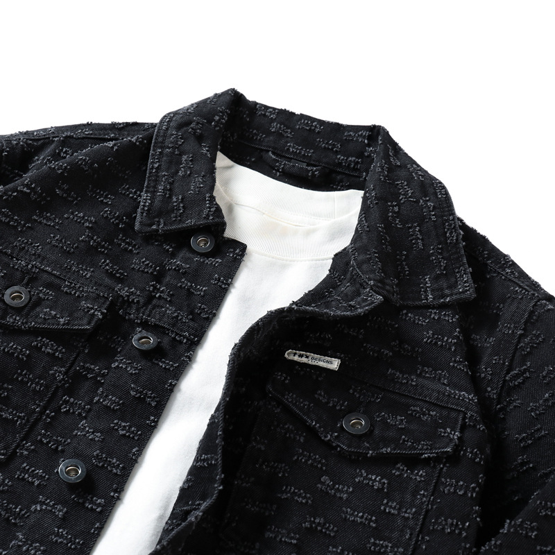 Maple House férfi denim dzseki, 2024 tavasz-ősz, trendi reveres dzseki