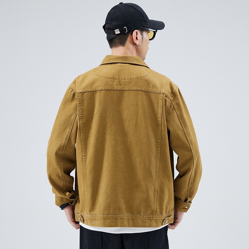 Férfi denim kabát 100% pamutból, lazán szabott, nagy méret, hegyi munkaruha stílus