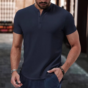 Tricou polo pentru bărbați cu mânecă scurtă, culoare solidă, croială slim, vară, poliester