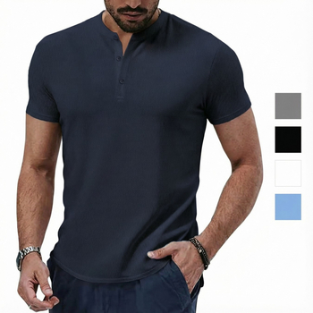 Tricou polo pentru bărbați cu mânecă scurtă, culoare solidă, croială slim, vară, poliester