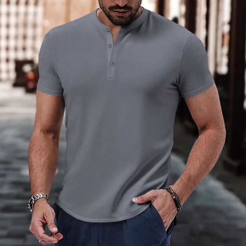 Tricou polo pentru bărbați cu mânecă scurtă, culoare solidă, croială slim, vară, poliester